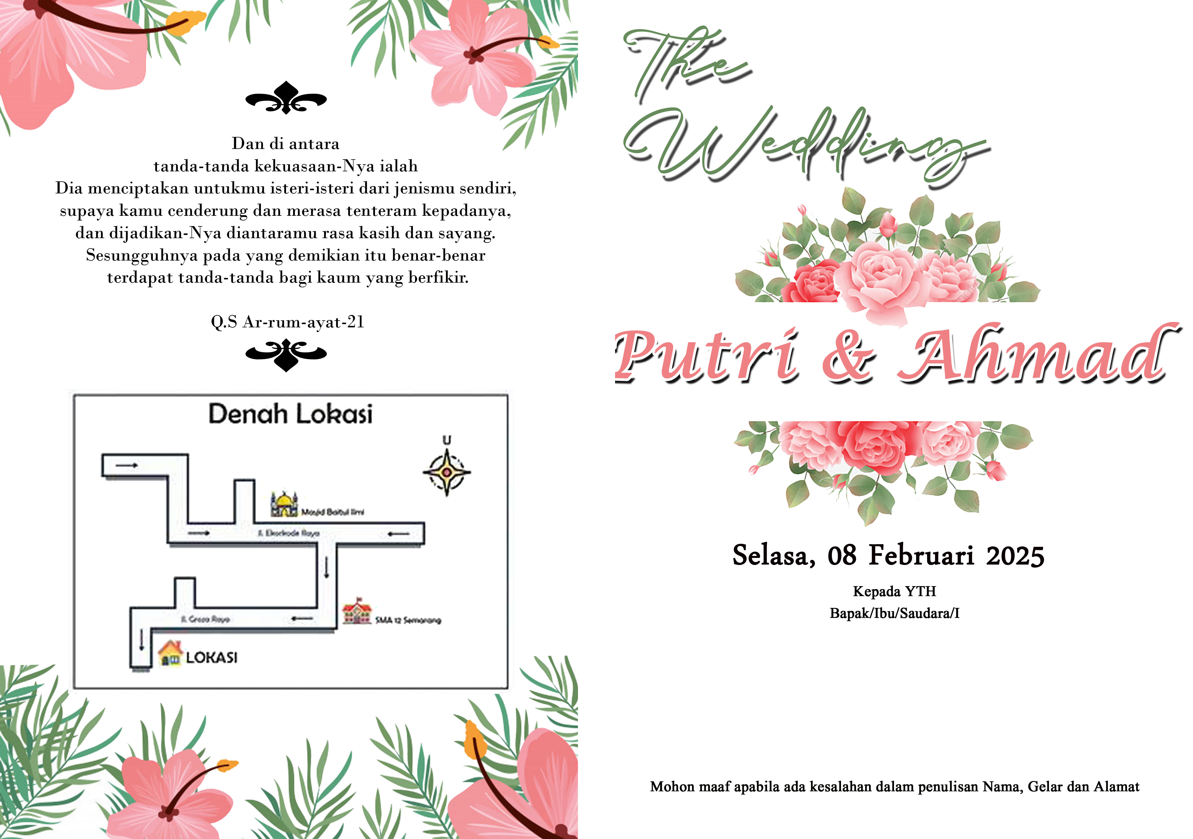 (PER 20 PCS) UNDANGAN NIKAH UNR01 NIKAHAN / PERNIKAHAN / WEDDING
