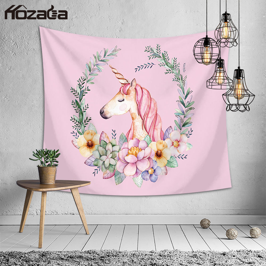 Pink Unicorn Tapestry Printed Wall Hanging Tapestries Bedspread Throw Home Decor