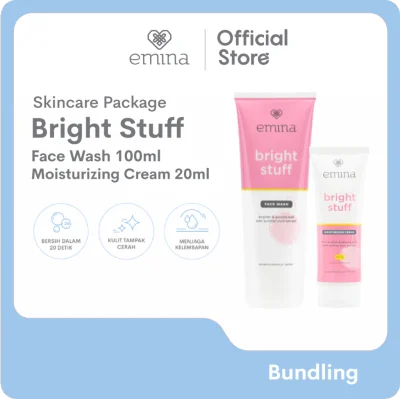 Emina Bright Stuff Face Wash 100ml + Moisturizing Cream - Paket Skincare
