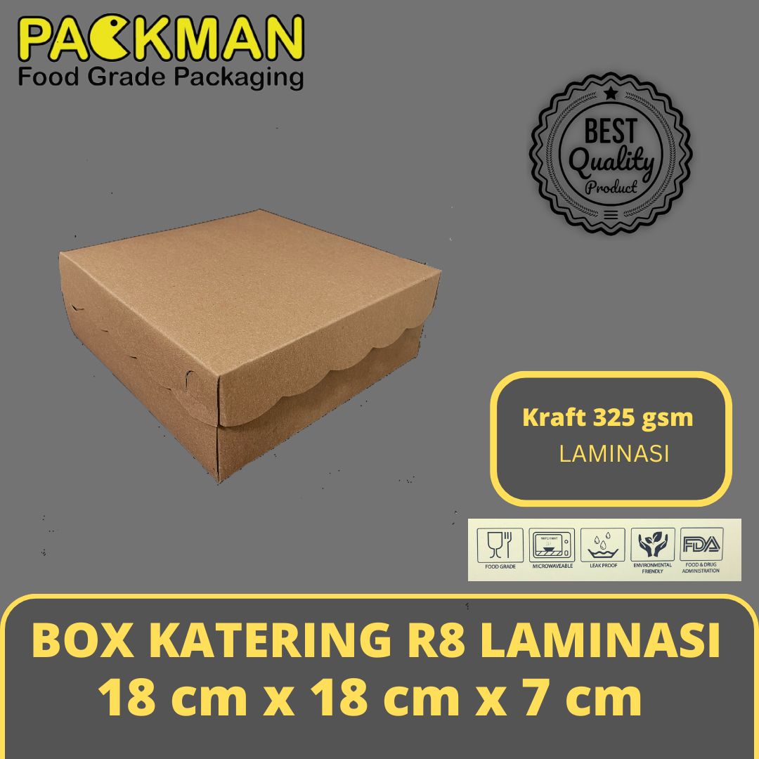 BOX KATERING KRAFT R8 LAMINASI ( SATUAN ) / DUS NASI 18x18 / KOTAK