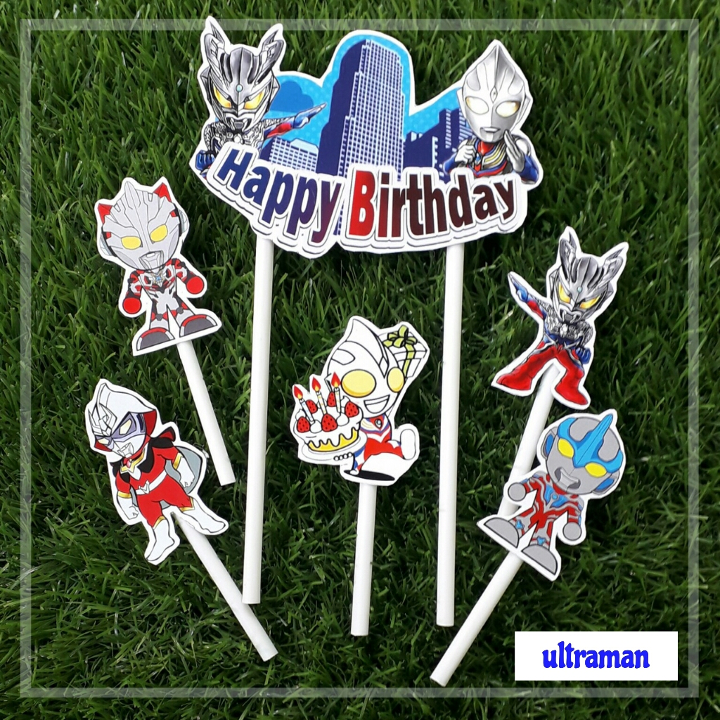 satu set isi 6 topper toper cake hiasan kue ulang tahun karakter