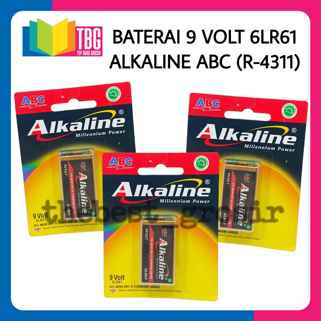 1 PCS BATERAI 9 VOLT 6LR61 ALKALINE ABC (R-4311) - BATRAI BATRE KOTAK ...