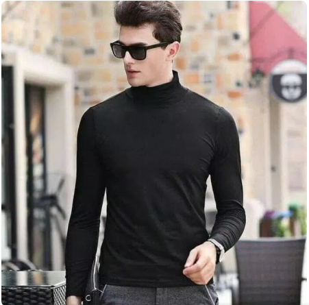 Baju kaos turtleneck turtle neck pria 