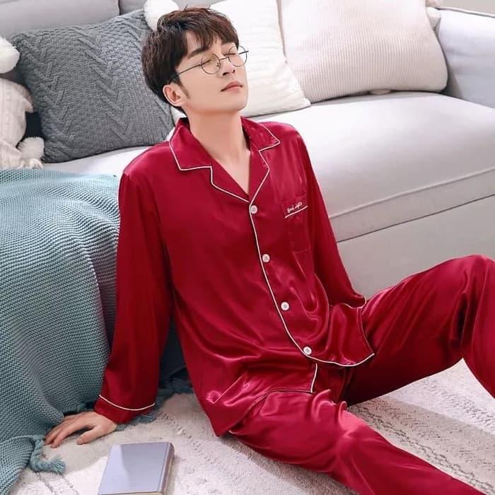Baju Tidur Pria Dewasa Piyama Setelan Satin Import