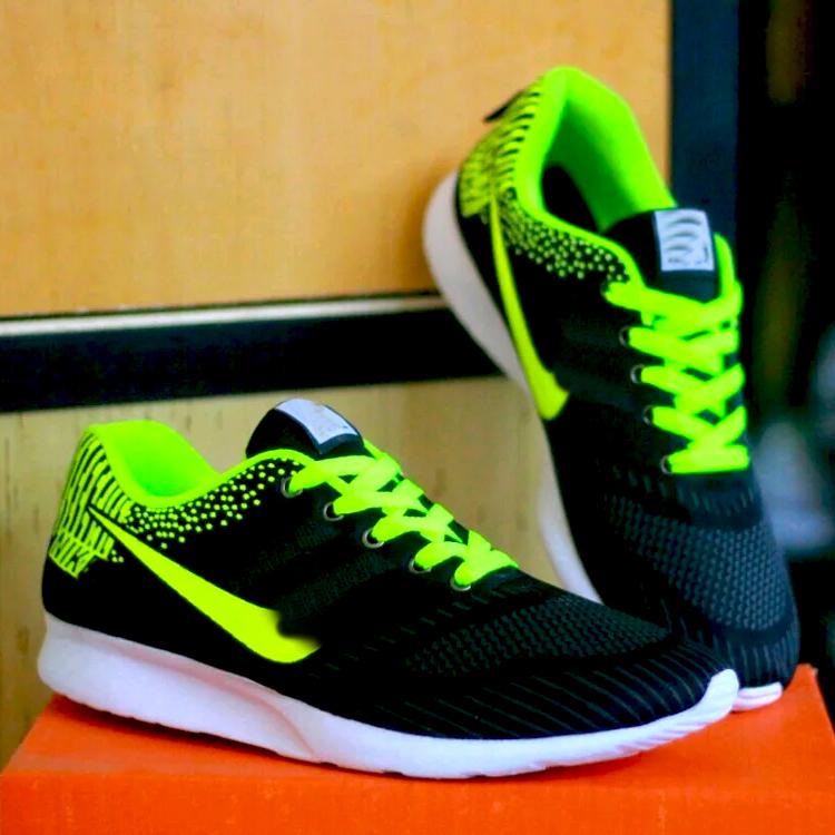 SEPATU RUNNING ZERO FLYNIT 2.0 / SEPATU PRIA SABLON / SNEAKERS KASUAL KERJA WARNA HITAM HIJAU