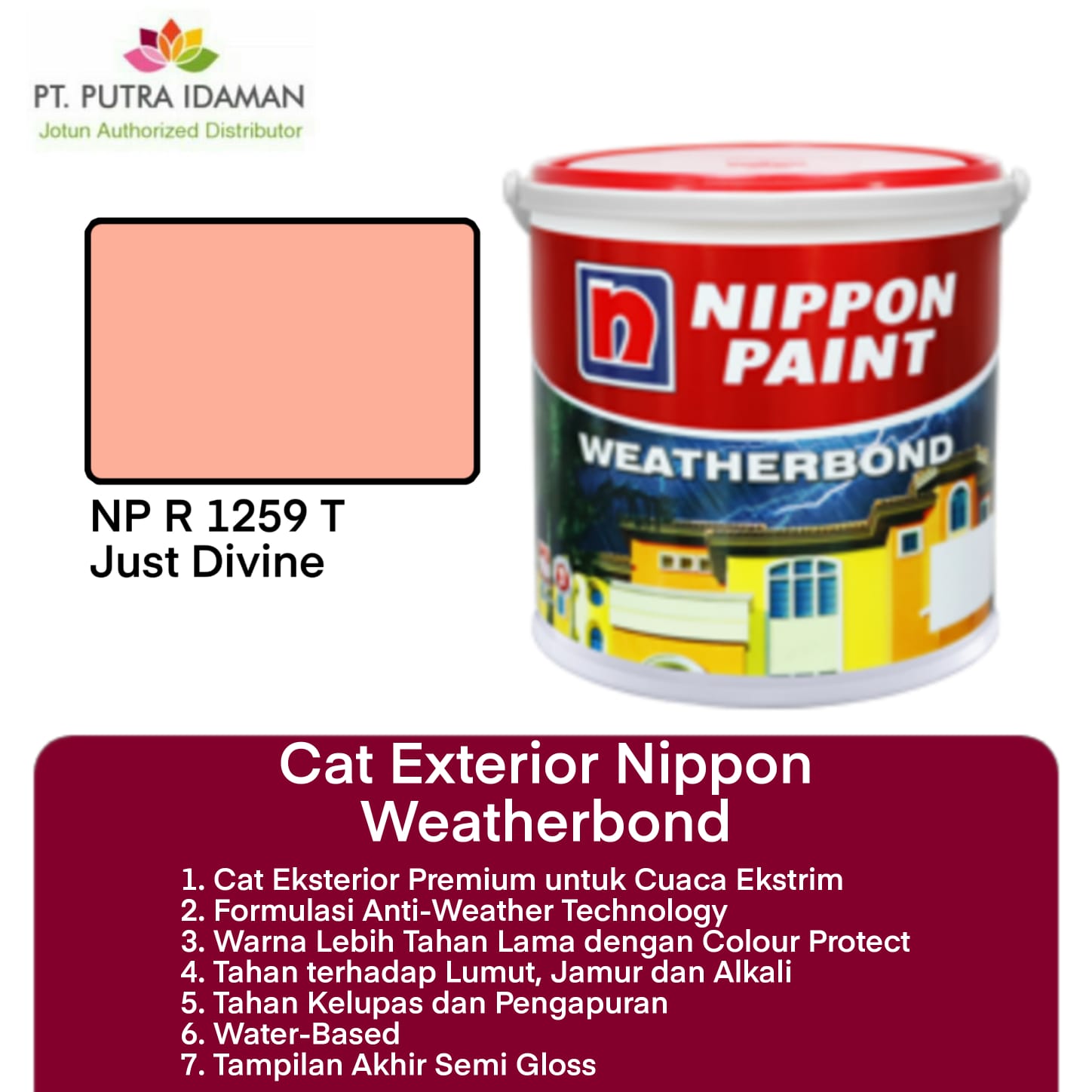 NIPPON PAINT WEATHERBOND CAT EKSTERIOR PREMIUM JUST DIVINE R 1259T
