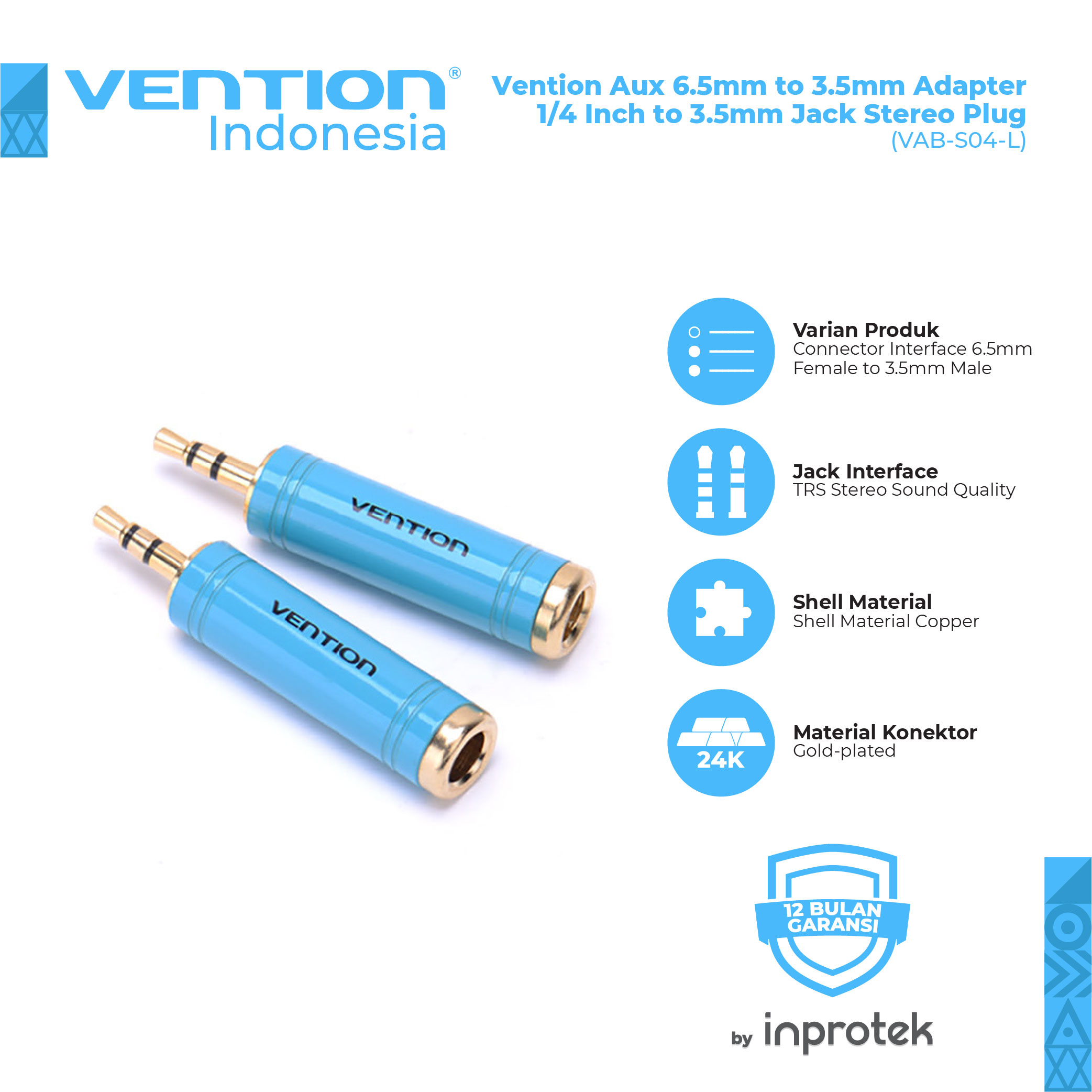 Vention Aux 6.5mm to 3.5mm Adapter 1/4 