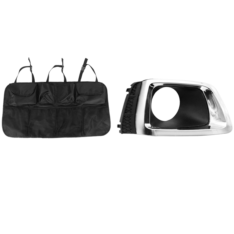 Rear Seat Back Storage Bag with Fog Light Cover Fog Lamp Frame Trim for Subaru forester 14-16 Left Side