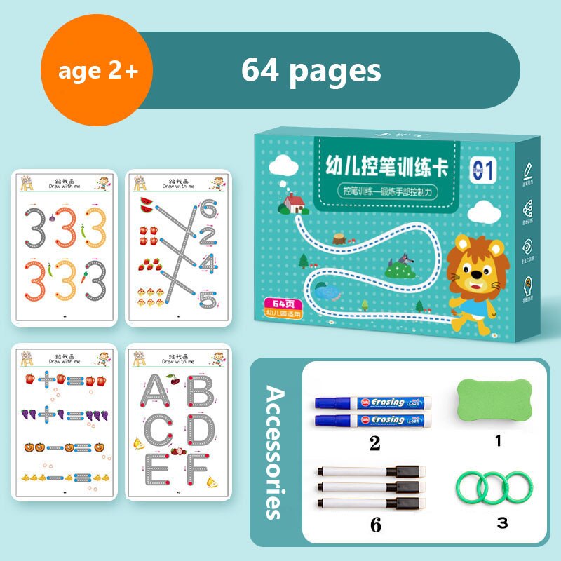 [36/64 Pages] Reusable MAGIC WORKBOOK Dot To Dot Wipe And Clean book ...