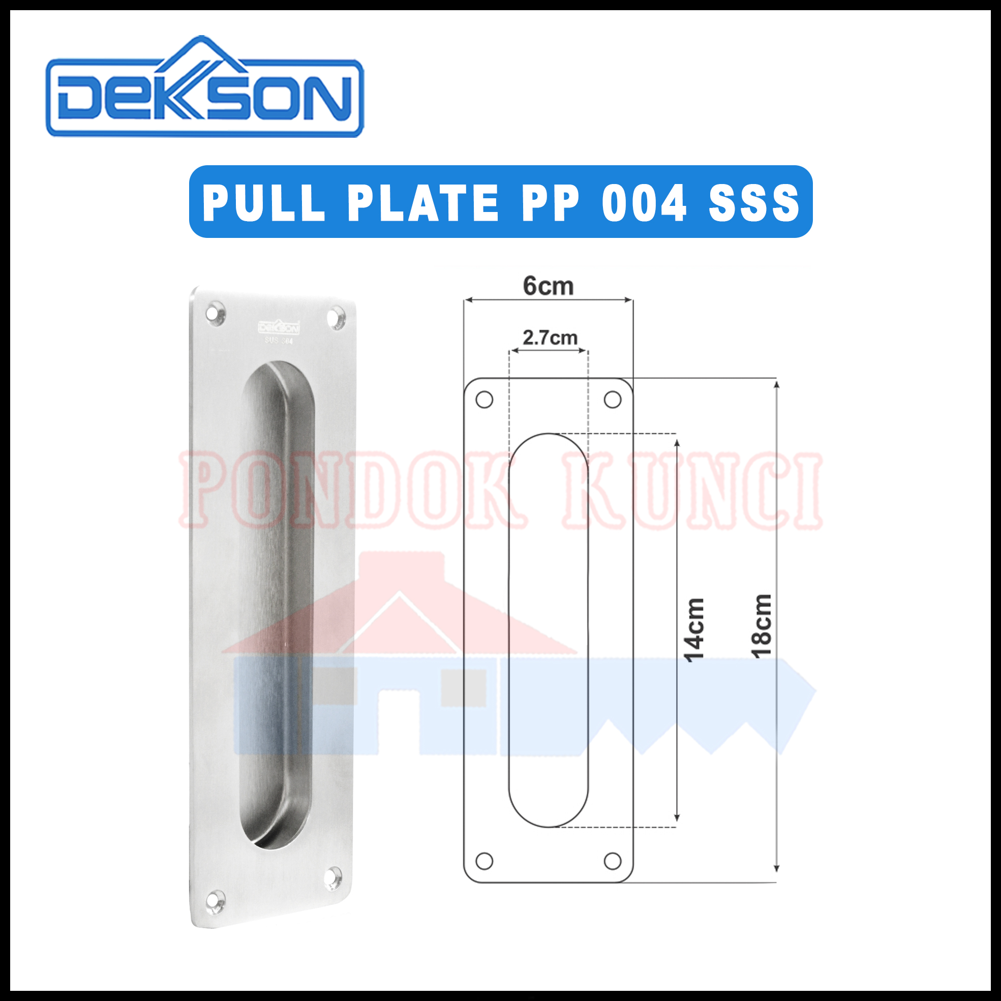 Handle Tanam Dekson Pull Plate Pintu Sliding Dekkson PP 004 SS Comen