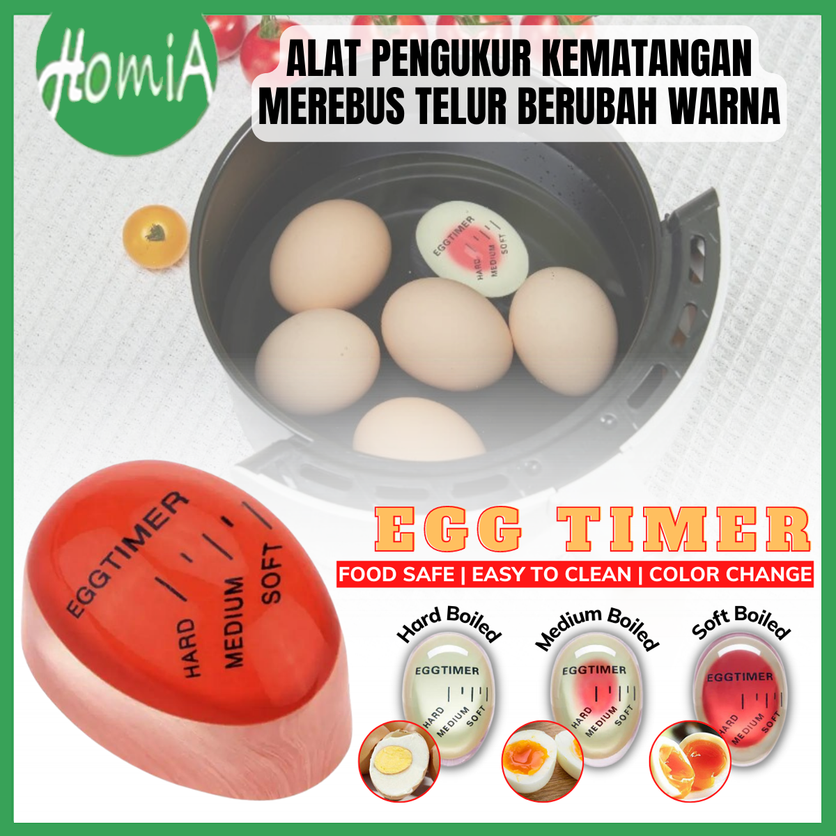 Alat Pengukur Kematangan Telur Berubah Warna Perfect Boiled Egg Timer ...
