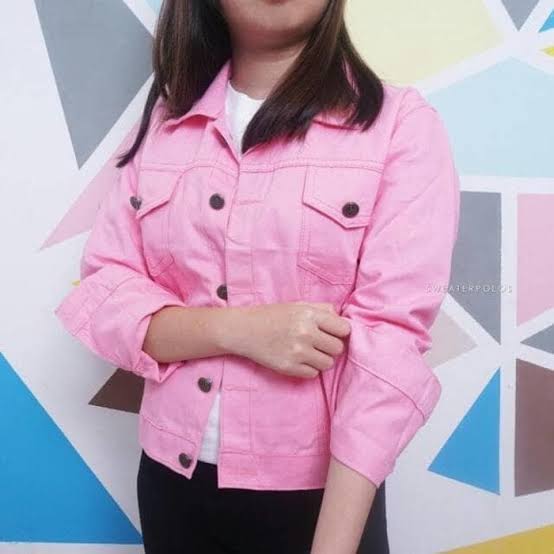 jaket denim pink