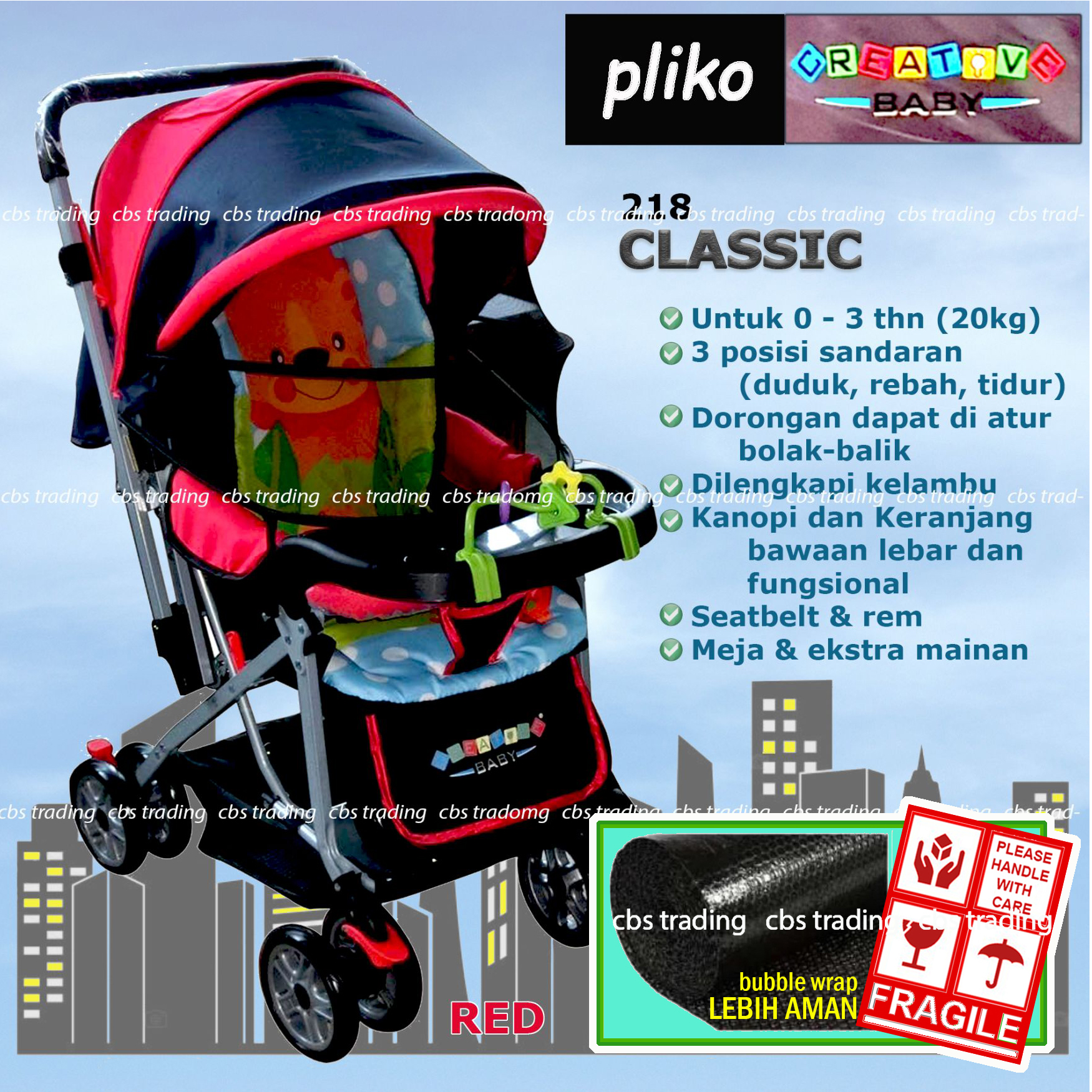 Pliko Creative Classic Baby Stroller BS 218 Lightweight Kereta Dorong Bay Lazada Indonesia