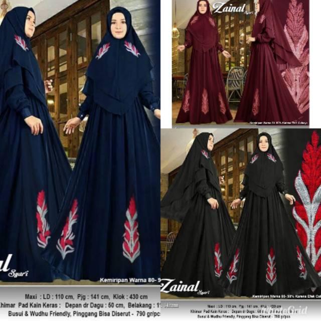Zainal syari premium ceruti full furing bordir mewah gamis + jilbab pet antem bonus bros limited