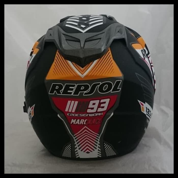 Helm 2 Kaca (Double Visor) Murah Black Doff Marquez Repsol Honda Dmn