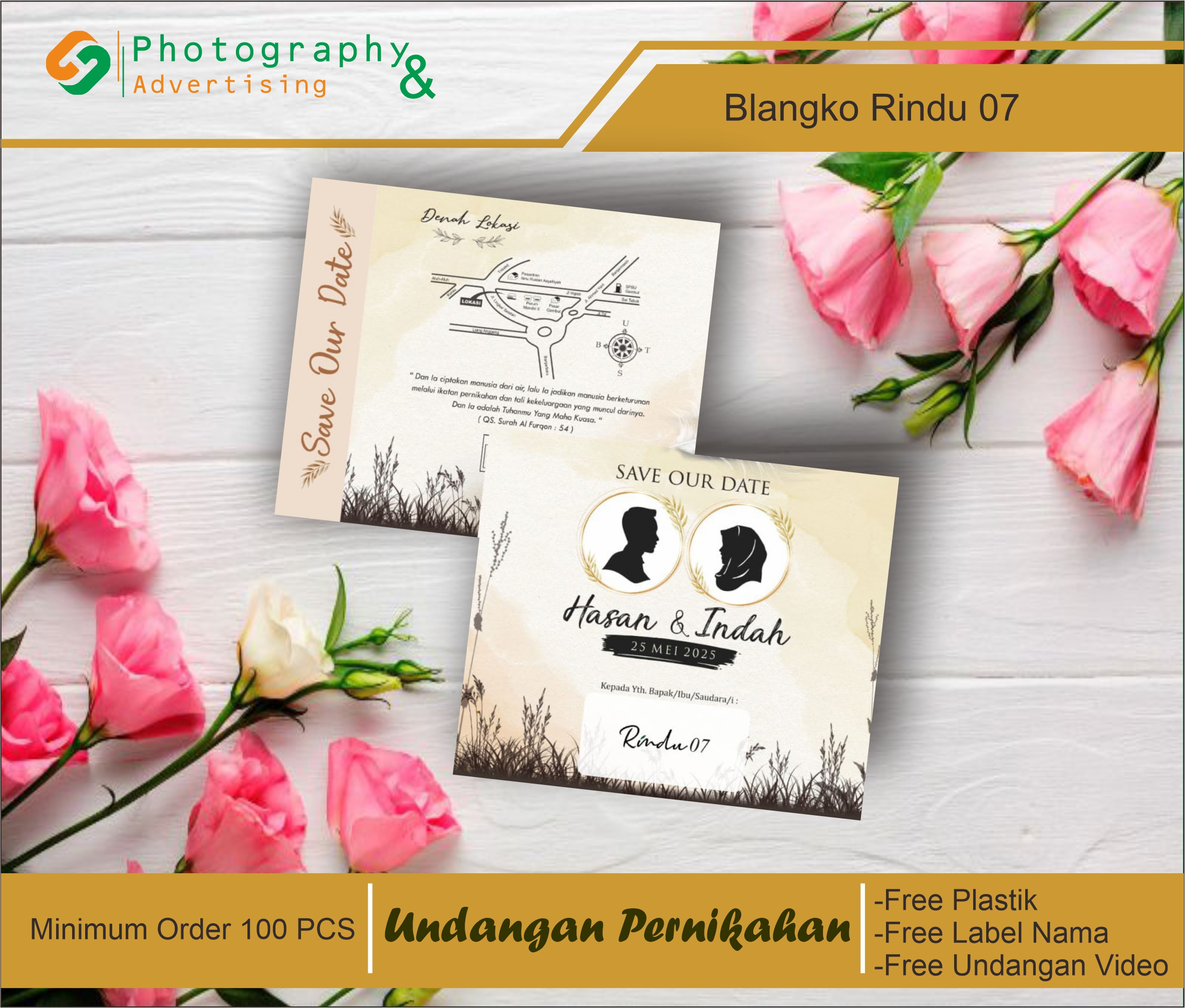 Undangan Pernikahan Elegan 100 pcs siap Pakai/ undangan Pernikahan