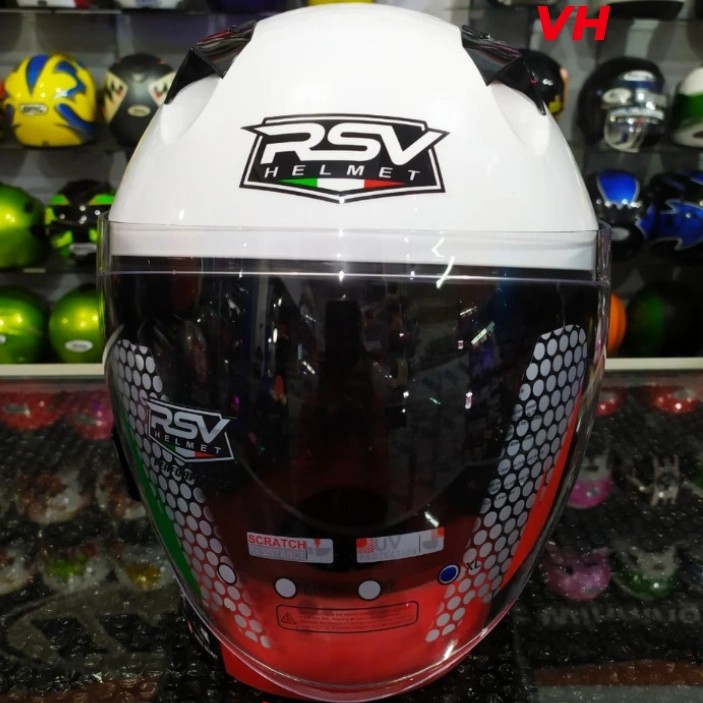 HELM RSV SV300 WHITE GLOSSY DOUBLE VISOR / helm cewek dewasa terbaru