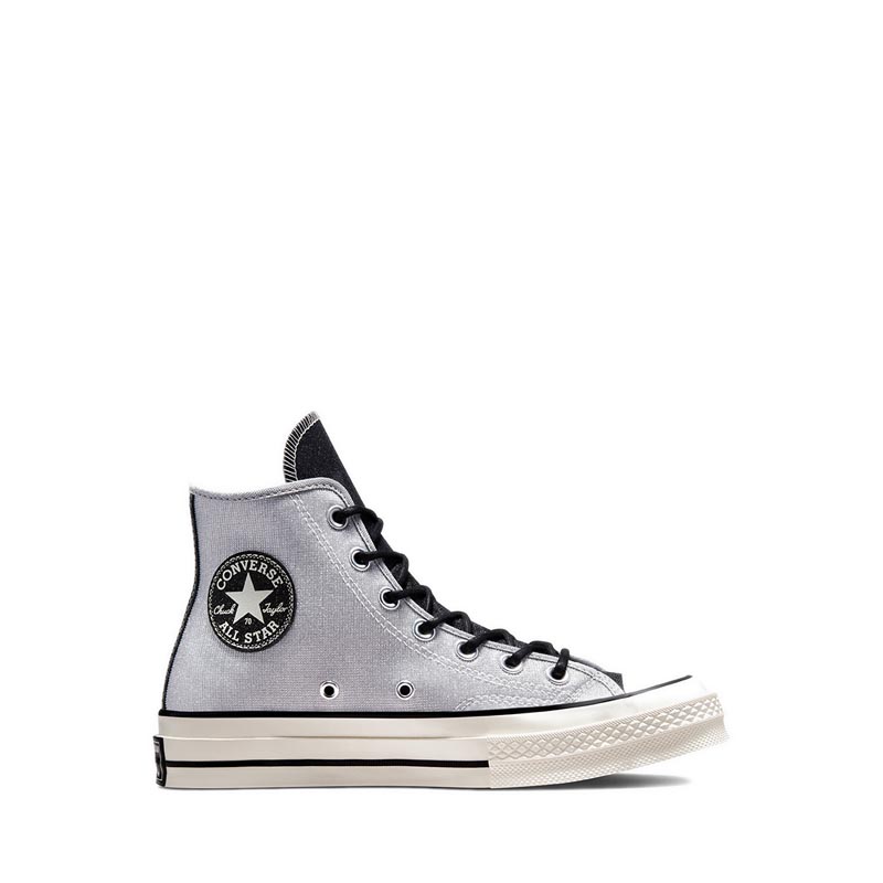 converse silver leather trainers