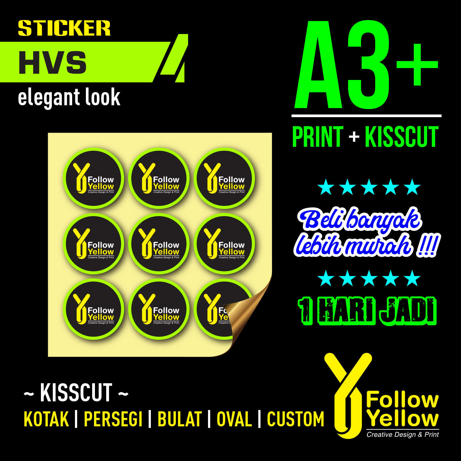 STIKER LABEL HVS - CETAK STICKER LABEL HVS - STICKER HVS A3+ + Cutting ...