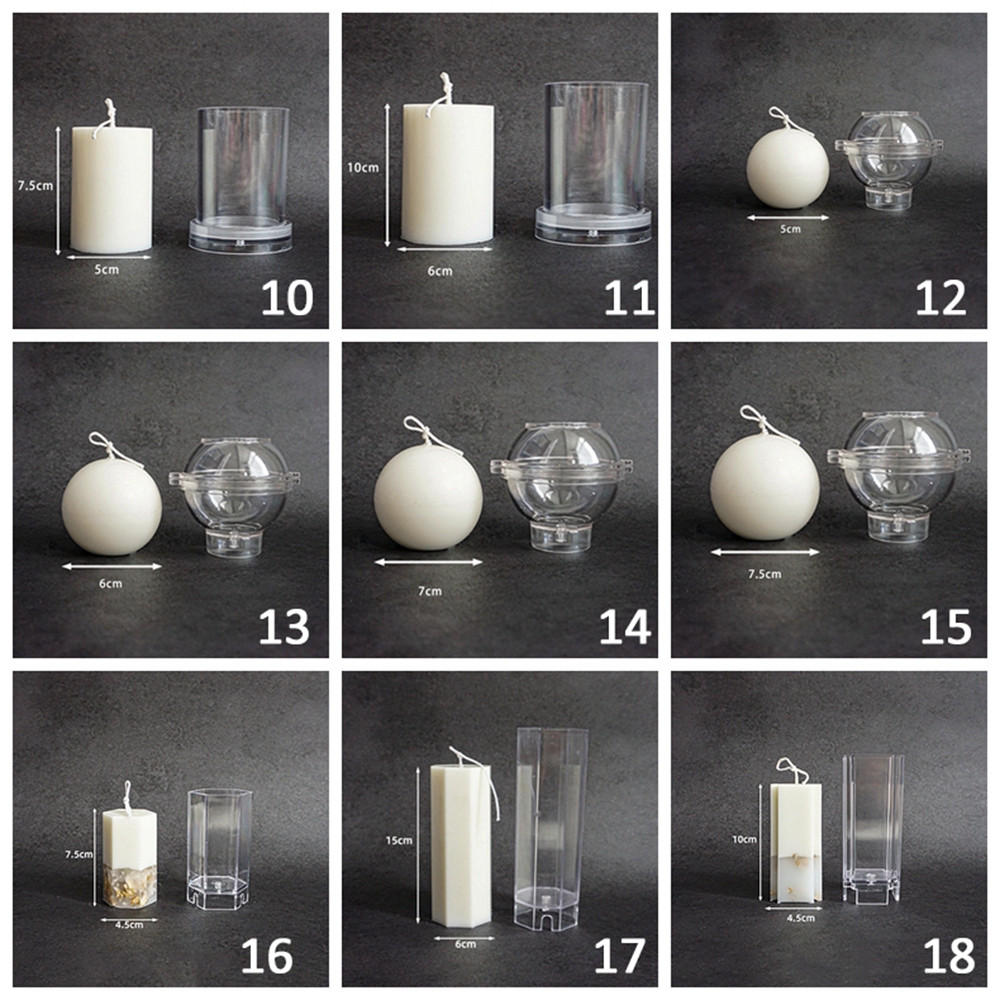NOELT Handmade Plastic Material Columnar Acrylic Candle Making Molds Ice Flower Embossed Wax Model Candle Mold Aromatherapy Home Deor