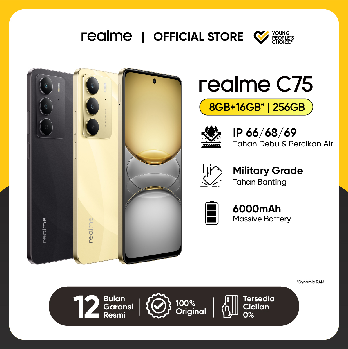 realme C75 8GB+16GB*|256 GB | IP66/68/69 Dust & Water Resistance