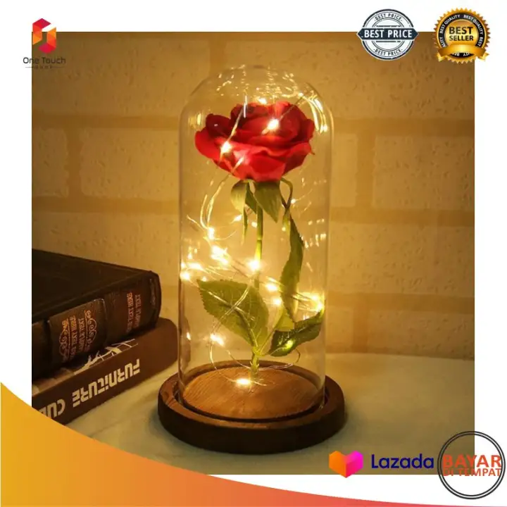 Bayar Di Tempat Acevivi Bunga Mawar Lampu Led Dekorasi Beauty And The Beast Rose Ac01 Lazada Indonesia