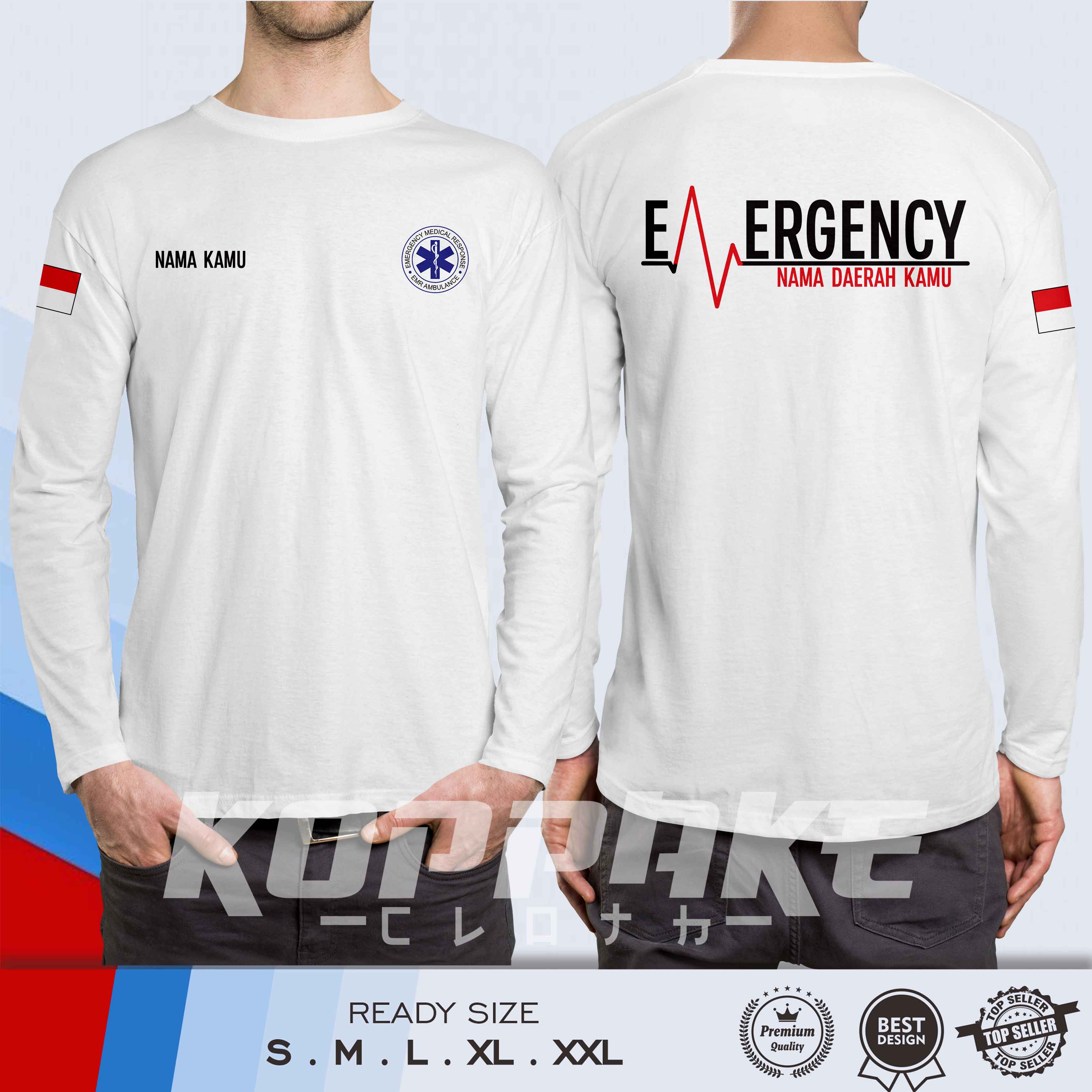 Kaos EMERGENCY MEDICAL RESPONSE EMR Ambulance Gratis Nama Kamu dan Nama ...