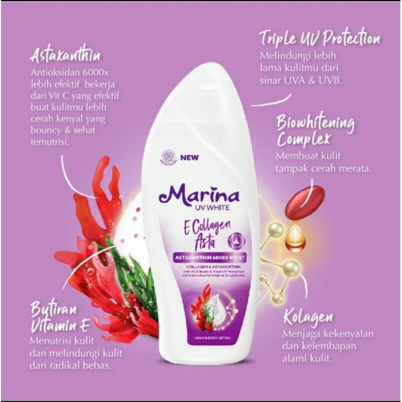 MARINA UV WHITE E COLLAGEN ASTA HANDBODY LOTION 460ML Lazada Indonesia