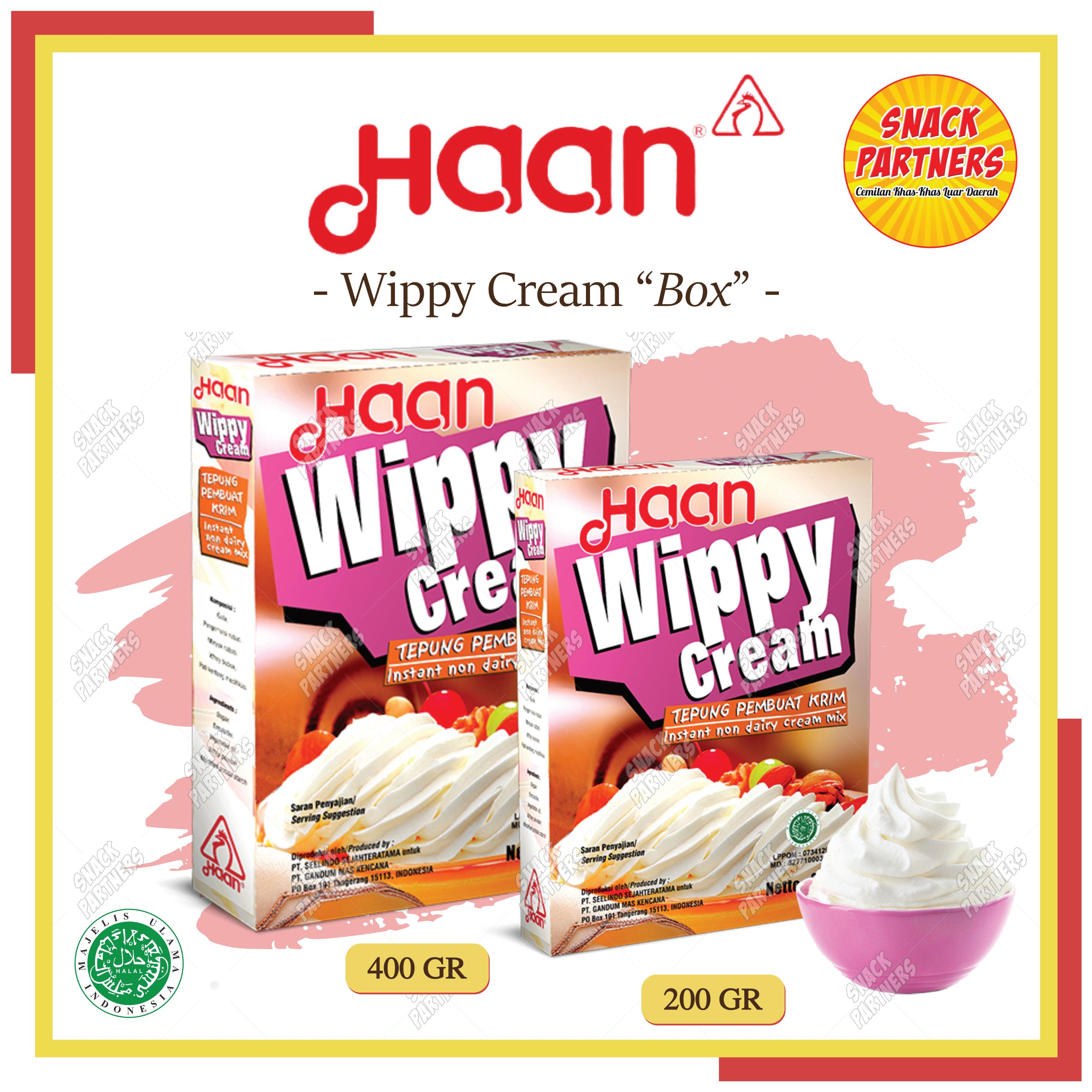 HAAN WIPPY CREAM 200 400 GR Pouch Box Frosting Krim Bubuk