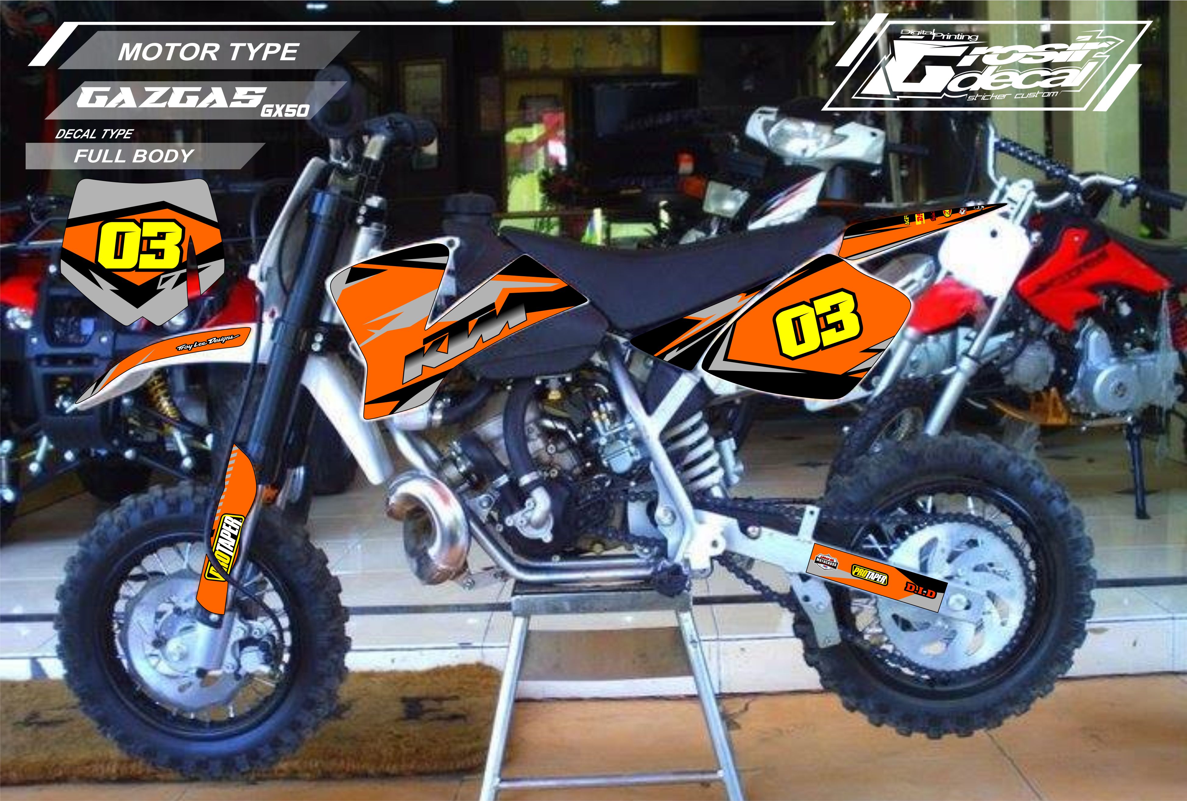 Sticker Stiker Trail Mini NRG 50cc / GAZGAS 50cc / KTM 50cc Fullbody