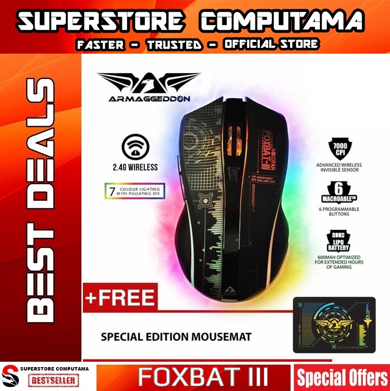 Armaggeddon Gaming Mouse Foxbat III Wireless MacroGaming Mouse
