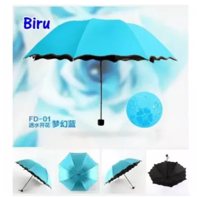 PROMO-Payung 3 Dimensi / Payung 3D / berubah motif saat hujan plus sarung payung [400gr]-INNER HITAM
