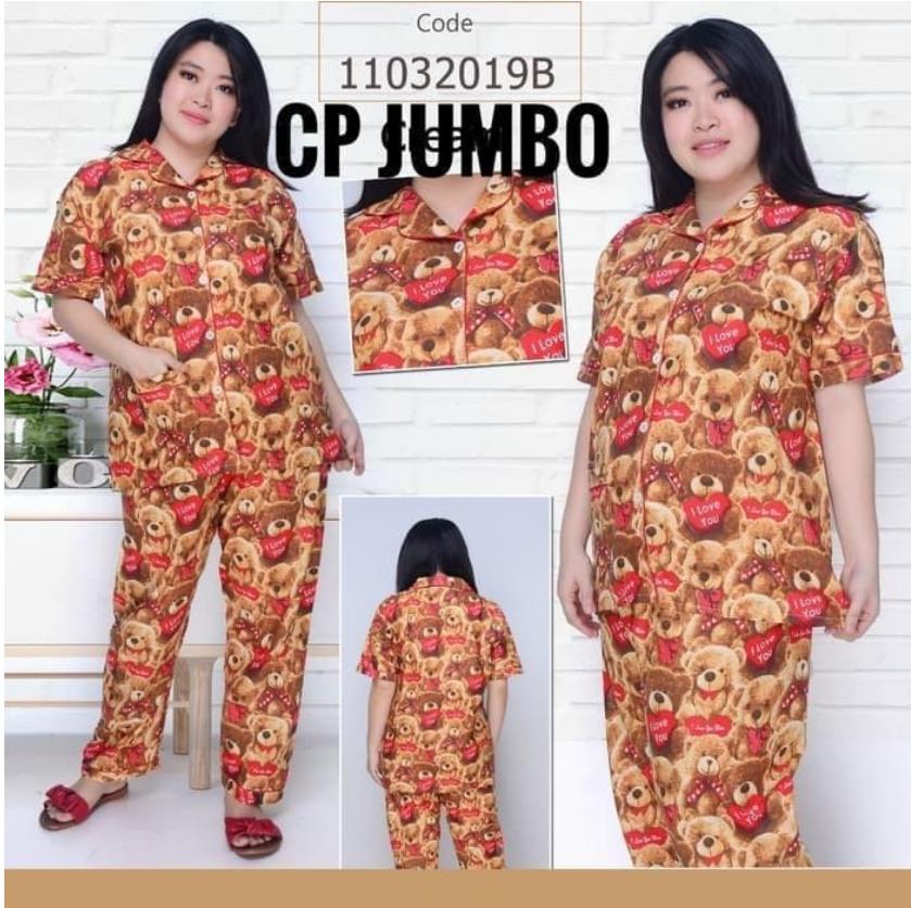 hokyfashion PIYAMA/PAJAMAS CP TEDDY LOVE JUMBO / KATUN JEPANG / FIT TO XXL -XXXL