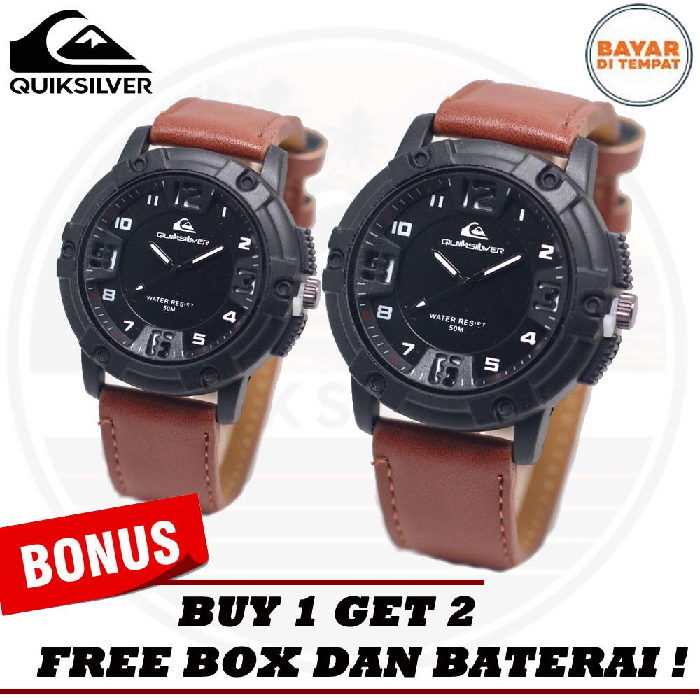 QUIKSILVER COUPLE - Jam Tangan Pasangan Murah berkualitas - REAL PICTURE / FOTO ASLI - BISA COD - BAYAR DITEMPAT - Fashion ootd - Formal Army - Outdoor Sport Olahraga - Pria dan Wanita - Men and Woman - Kasual - Kulit Leather Strap - Ripcurl Casio Watch
