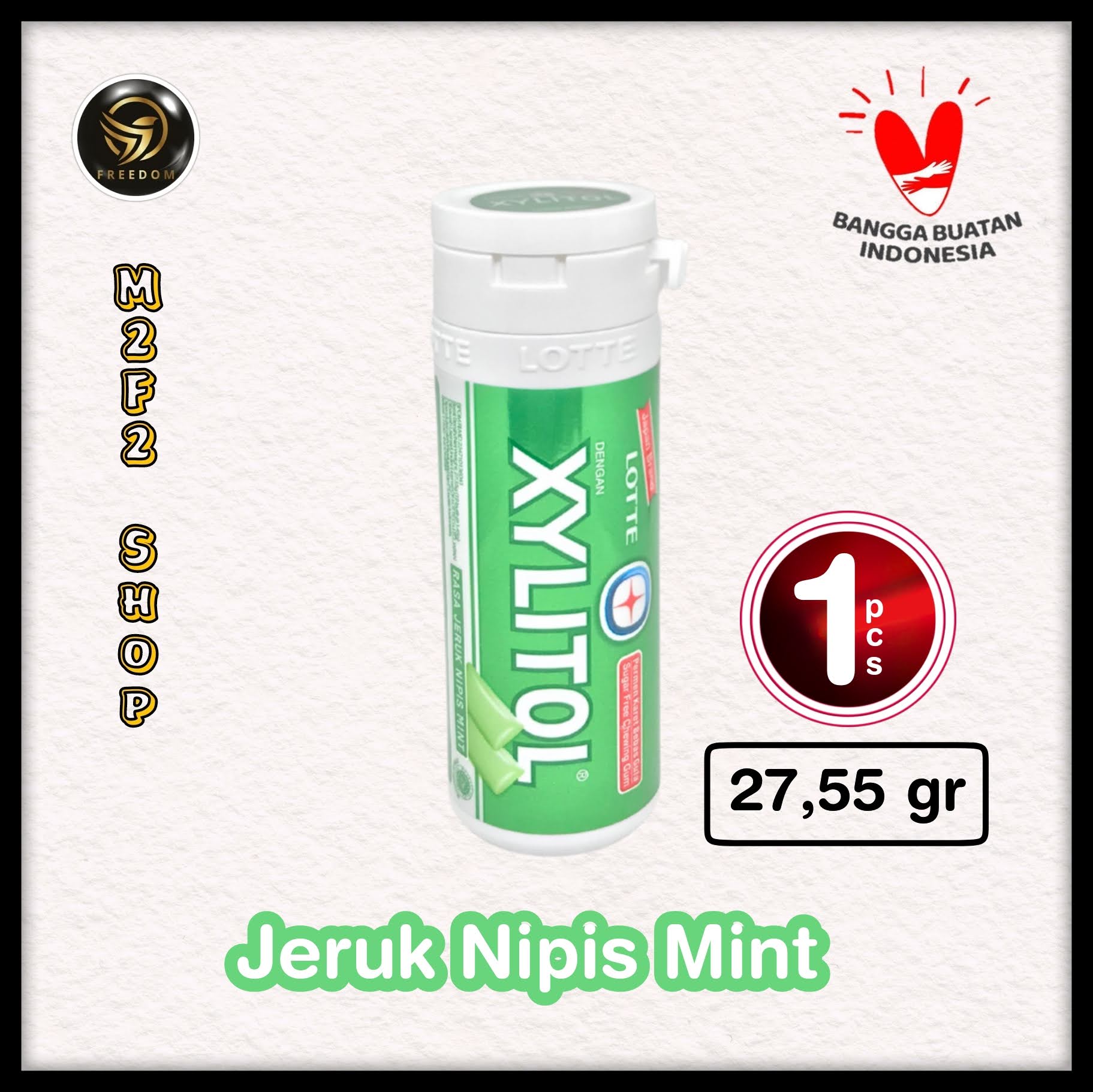 LOTTE XYLITOL Gum Permen Karet Rasa Jeruk Nipis Mint 27,55 gr
