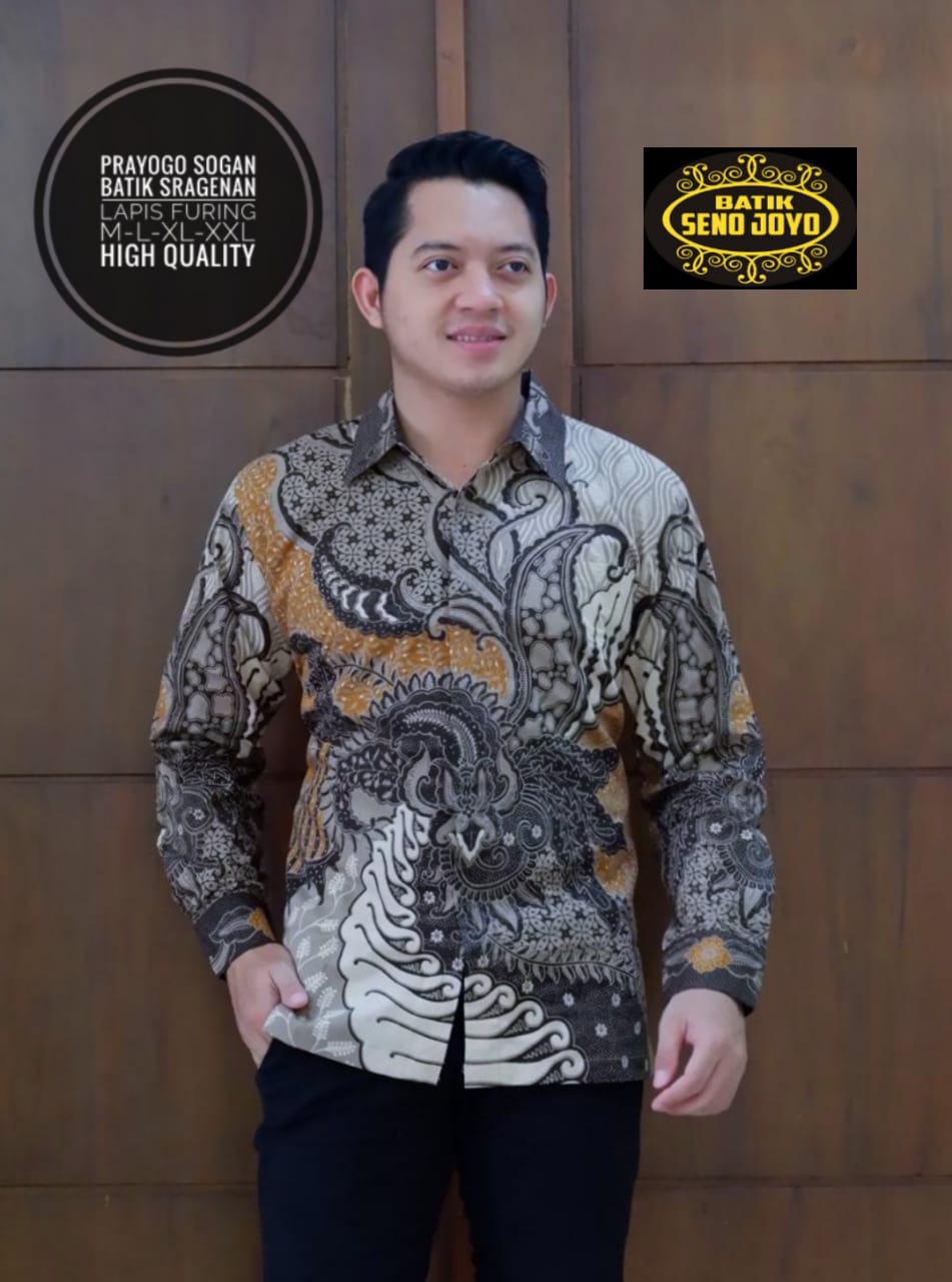 PRAYOGO SOGAN / Kemeja Batik Pria Lapis Furing / Kemeja Pria Lengan ...