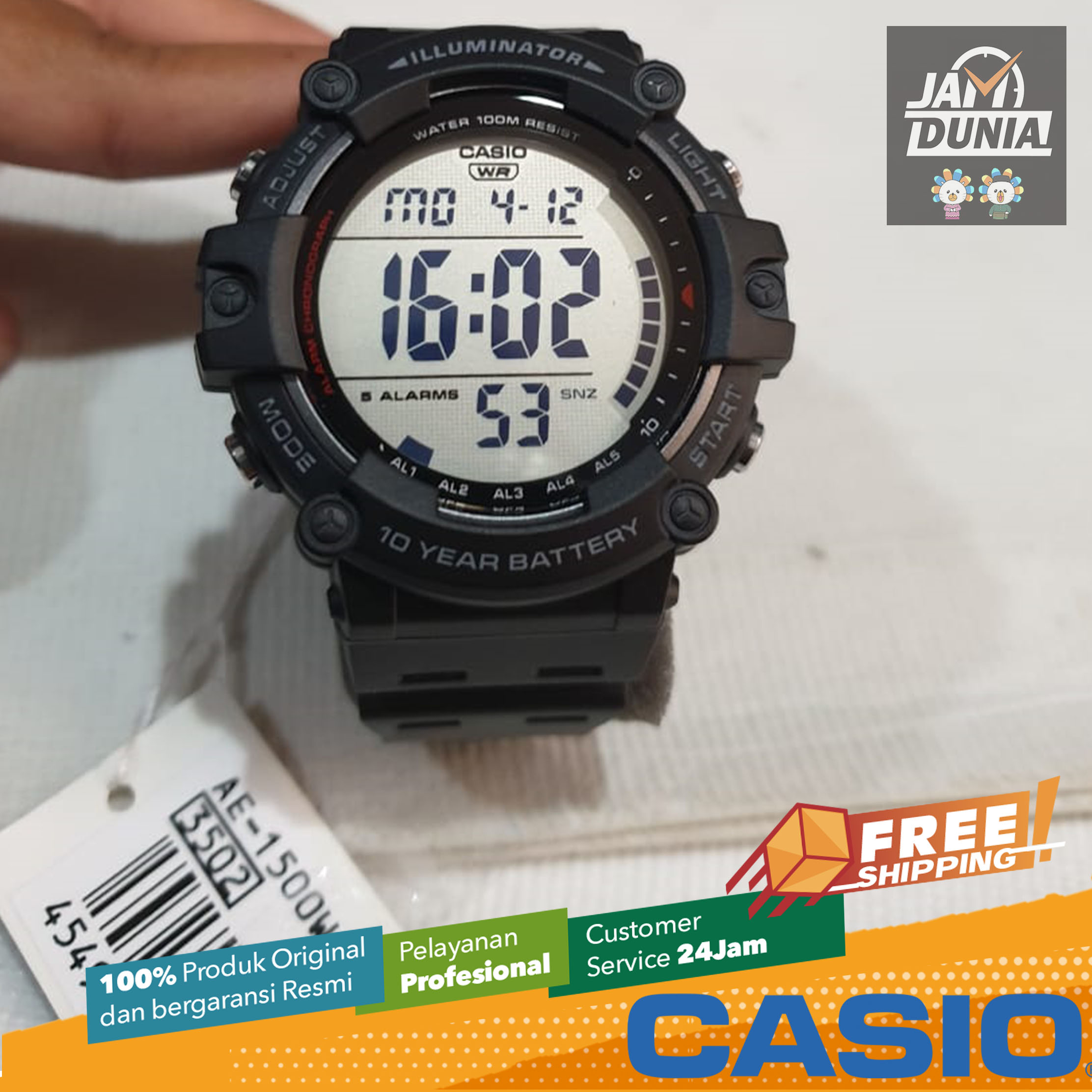 CASIO ORIGINAL - CASIO AE-1500WH-1AVDF - Men RO - Resin - Hitam - Jam dunia  JD19ST # Jam Tangan Pria Jam Pria Jam Tangan Anti Air + CASIO AE-1500WH-1A  AE 1500WH 1A