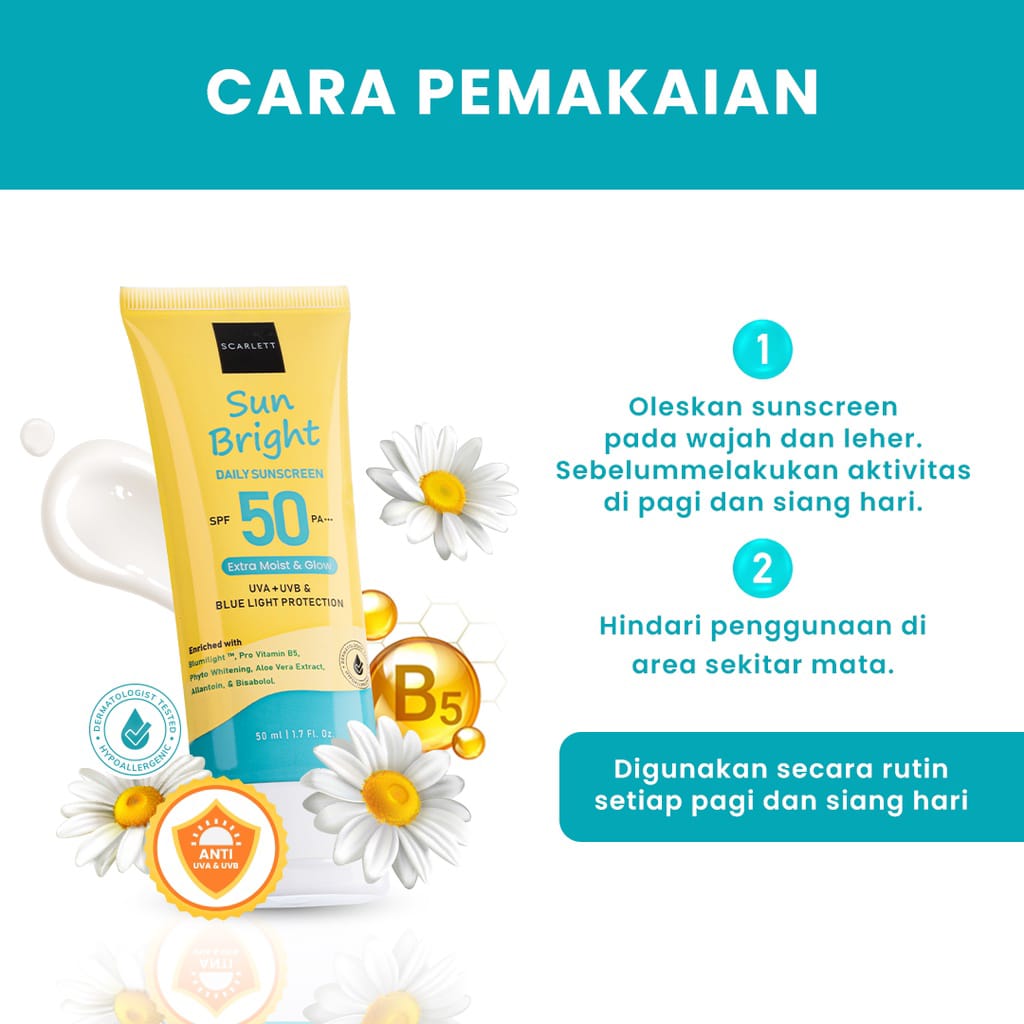 Sunscreen SCARLETT Whitening Sun Bright Daily SPF 50 PA+++ Lazada