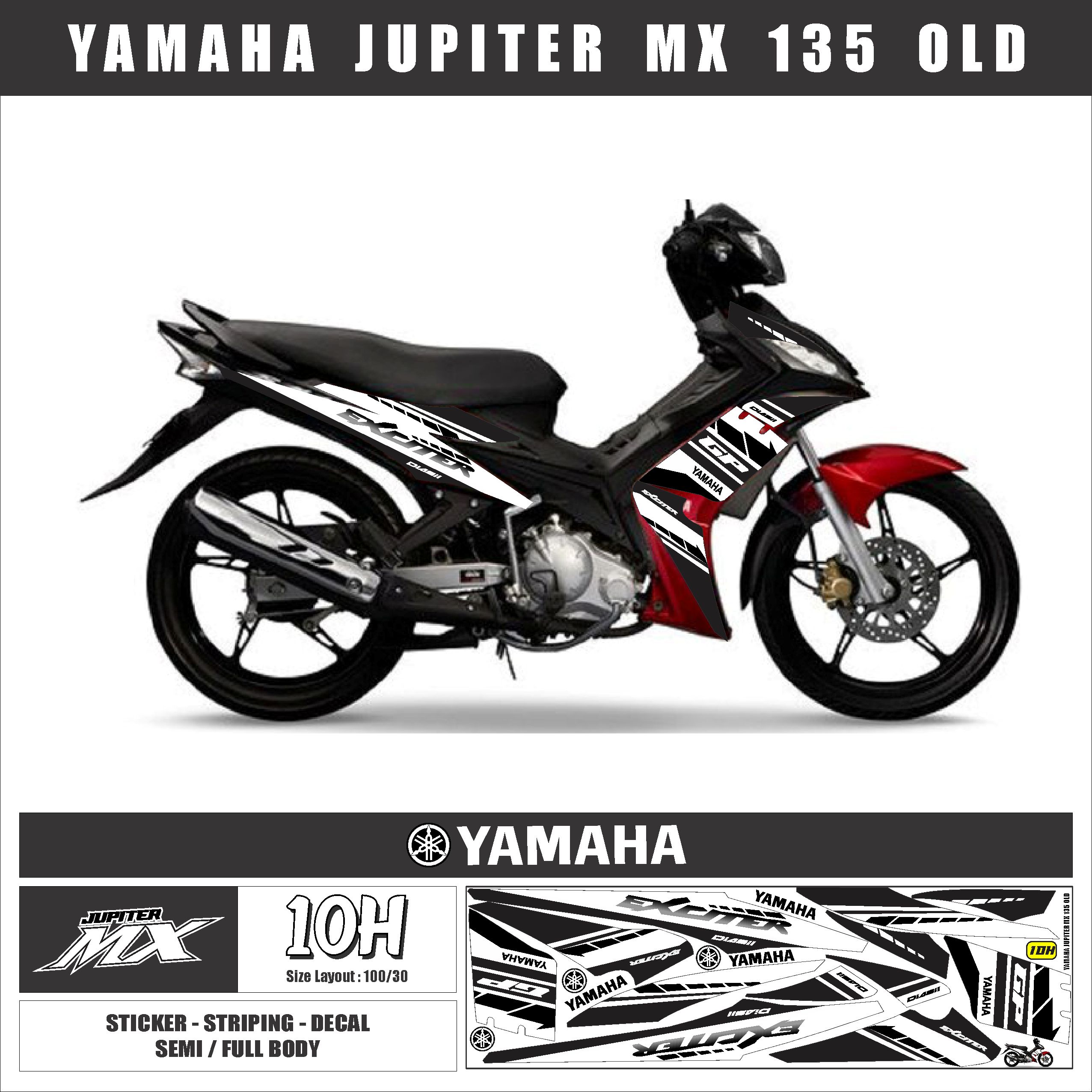 Stiker Decal Striping Motor Yamaha Jupiter MX 135 Old Semi Full Body Variasi AR 10 Lazada Indonesia