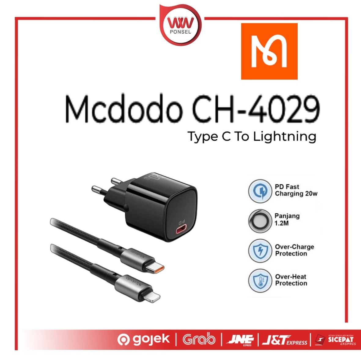 Mcdodo CH-4029 Charger Set PD Type C to Lightning Fast Charging