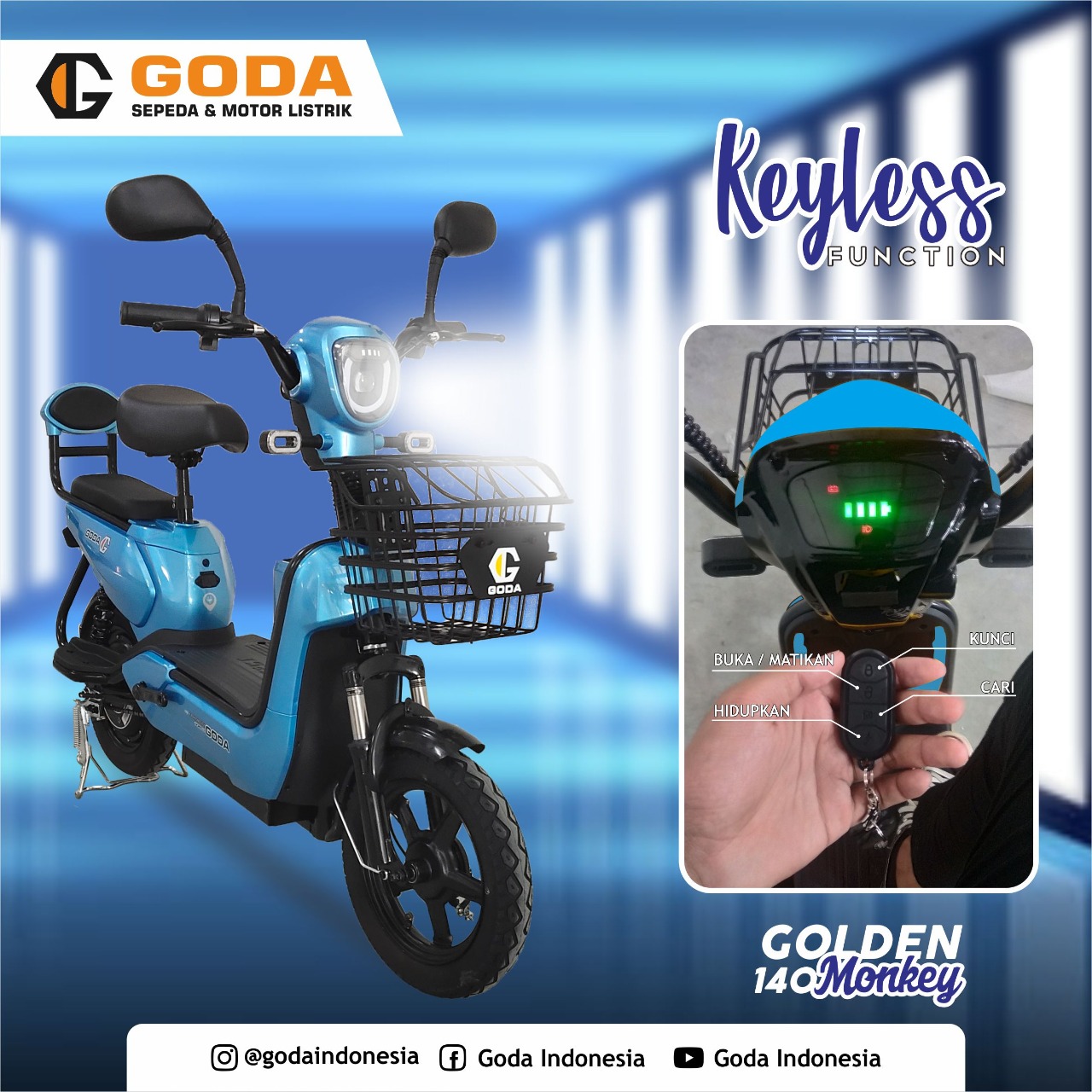 Sepeda Listrik E-bike Goda GODA -GD140 48V/12AH MAX Speed 30km/H Jarak ...