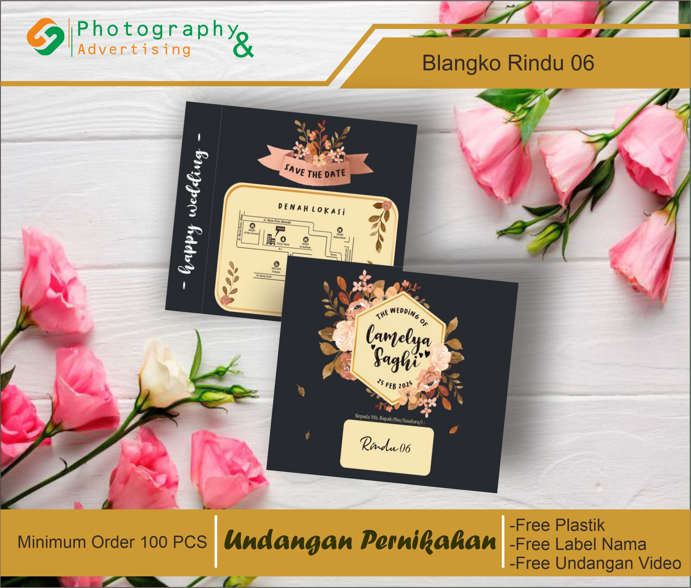 Undangan Pernikahan siap Pakai 100 pcs/ undangan Pernikahan Rustik