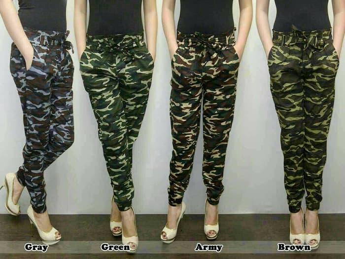 Celana Jogger Cewe Loreng Army / Joger Pant Bahan Strech / Fashion Wanita
