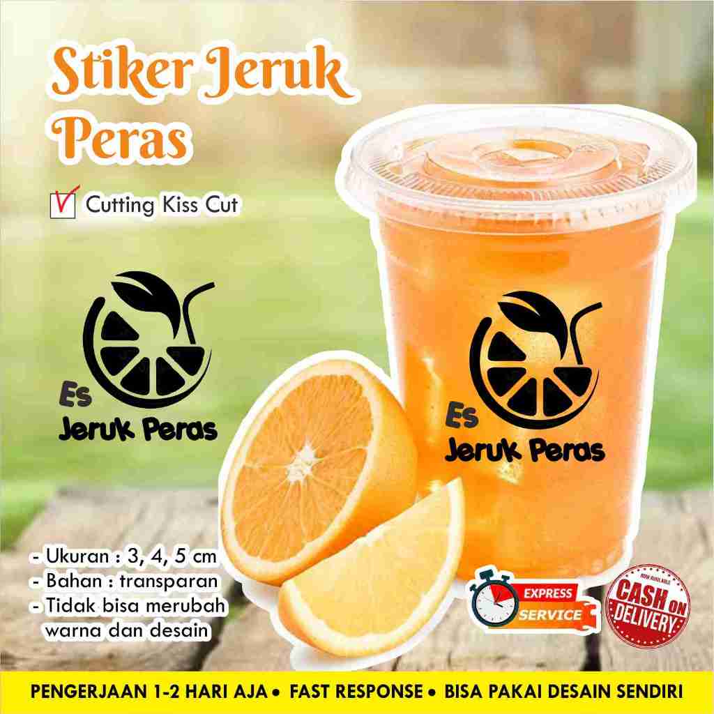 STIKER ES JERUK MURNI TRANSPARAN / LABEL KOTAK MINUMAN / TOPLES KEMASAN ...