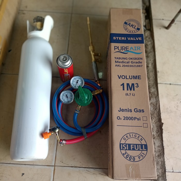 PAKET ALAT LAS OKSIGEN 1M3 GAS GLOORTORCH BLENDER LAS REGULATOR OXI paket-alat-las-oksigen-1m3-gas-gloortorch-blender-las-regulator-oxi