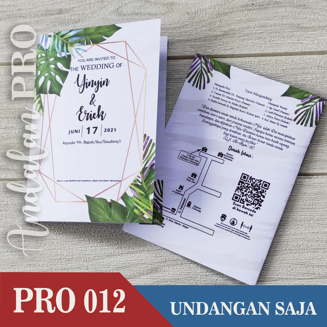 100 PCS) PRO 012, Varian Undangan Saja Ukuran Standar - Cetak Undangan  Pernikahan Rustic, Vintage, Motif Daun, Mewah, Murah | Lazada Indonesia