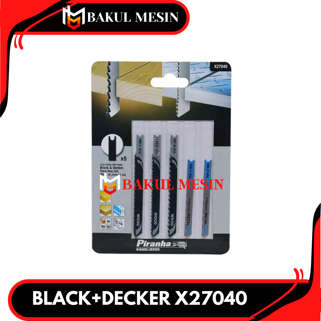 Black & Decker X27040 Jigsaw Blades Set (Piranha)