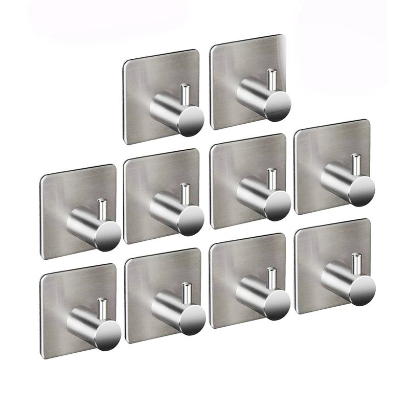 10 selfadhesive hooks, bath towel hook stainless steel hat towel
