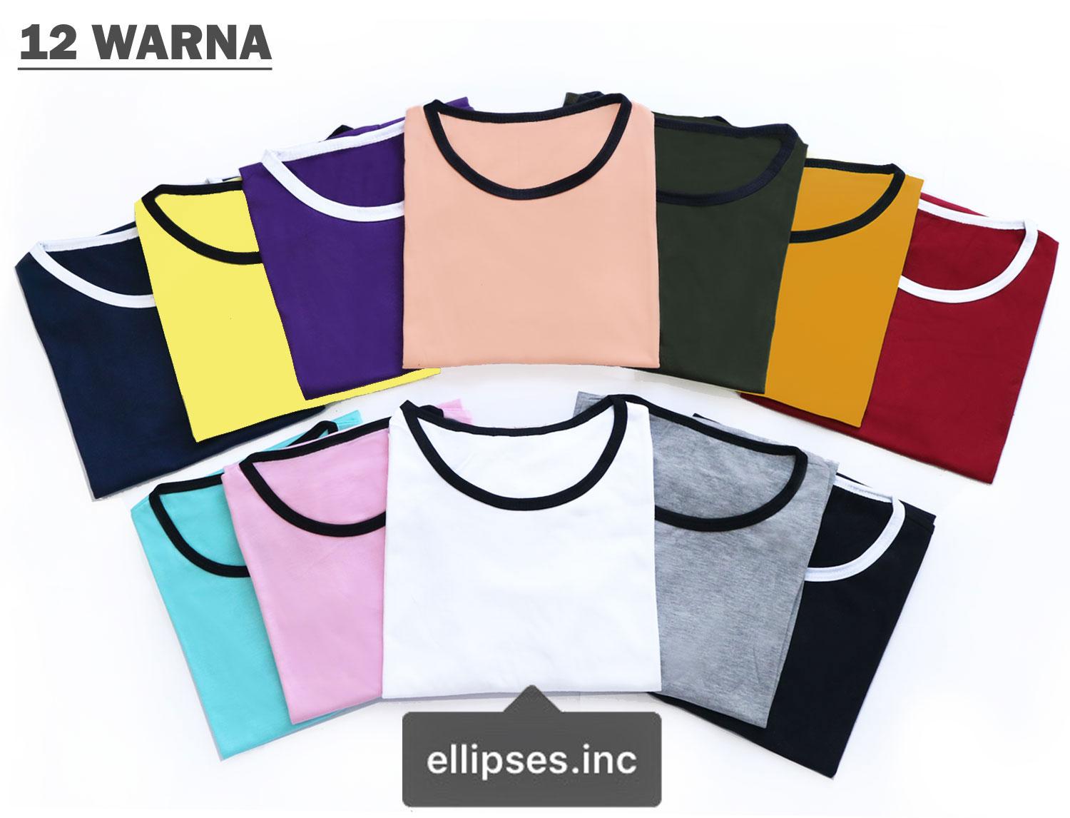 ELLIPSESINC Ringer Tee T Shirt Kaos POLOS Wanita Lengan Pendek