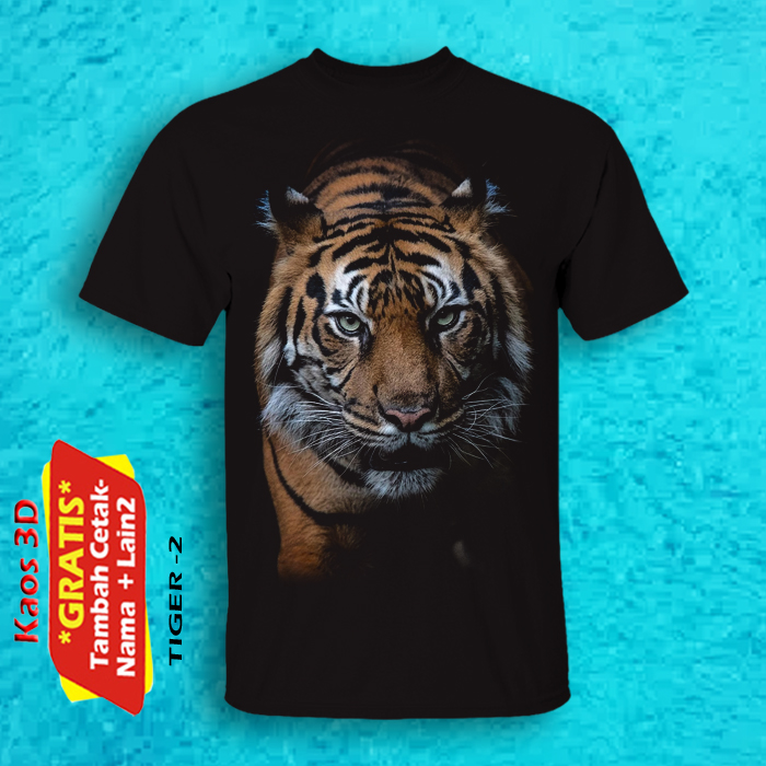Kaos Gambar Tiger warna hiotam ukuran anak dan dewasa kualitas cetak 3d ...